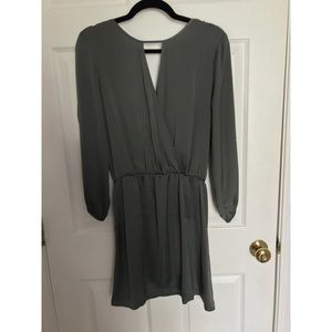Green satin material dress